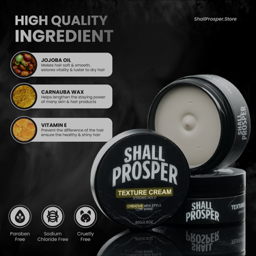 Shall Prosper Hair Texture Cream – Strong Hold & Low Shine (80g / 2.8oz)